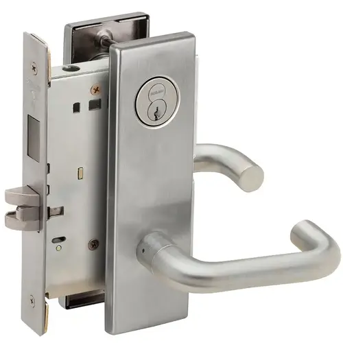 Closet / Storeroom Mortise Lock with Large Format IC Core with 03 Lever and N Escutcheon Satin Chrome Finish