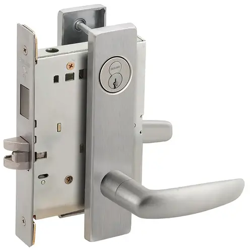 Store / Utility Room Mortise Lock with Large Format IC Core with 07 Lever and L Escutcheon Satin Chrome Finish