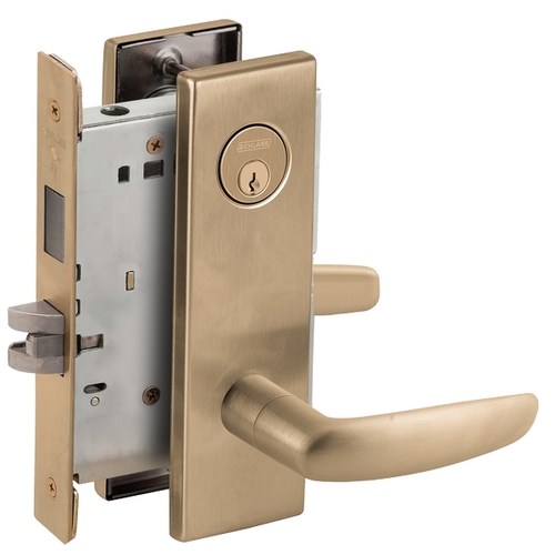 Dormitory / Bedroom Mortise Lock with C Keyway with 07 Lever and N Escutcheon Antique Brass Finish