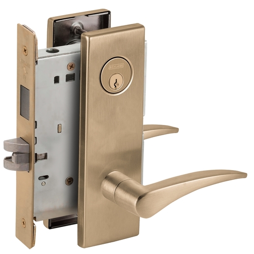 Left Hand Store / Utility Room Mortise Lock with C Keyway with 12 Lever and N Escutcheon Antique Brass Finish