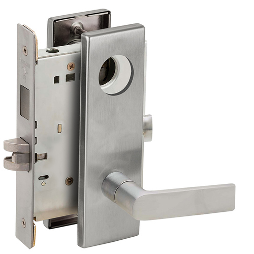 Store / Utility Room Mortise Lock Less Cylinder with 01 Lever and N Escutcheon Satin Chrome Finish