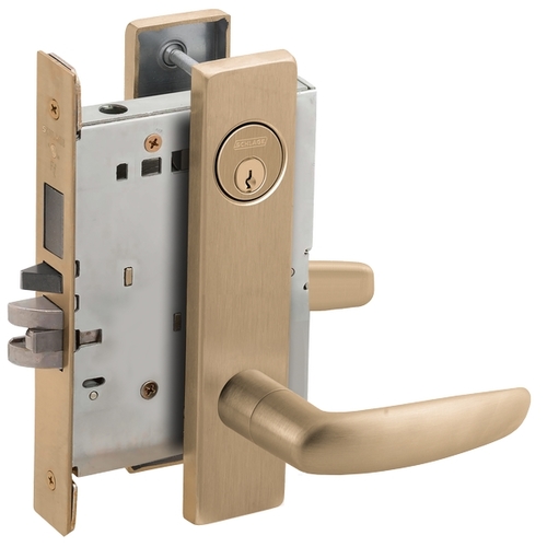 Left Hand Faculty Restroom Mortise Lock with C Keyway with 07 Lever and L Escutcheon Antique Brass Finish