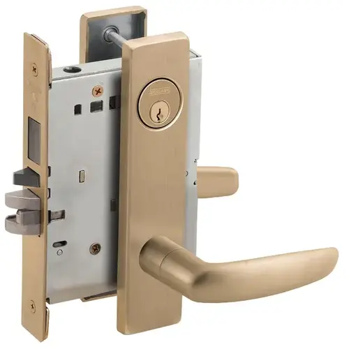 Right Hand Faculty Restroom Mortise Lock with C Keyway with 07 Lever and L Escutcheon Antique Brass Finish