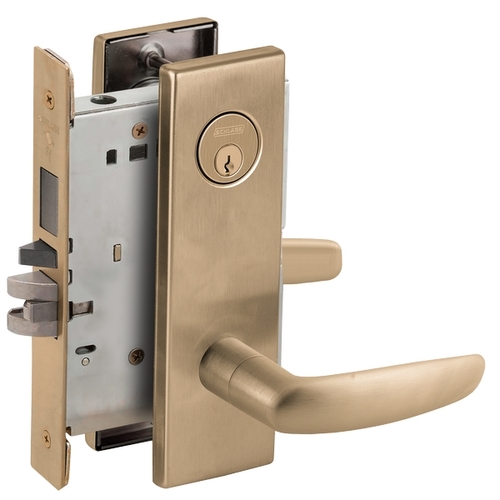 Right Hand Faculty Restroom Mortise Lock with C Keyway with 07 Lever and N Escutcheon Antique Brass Finish