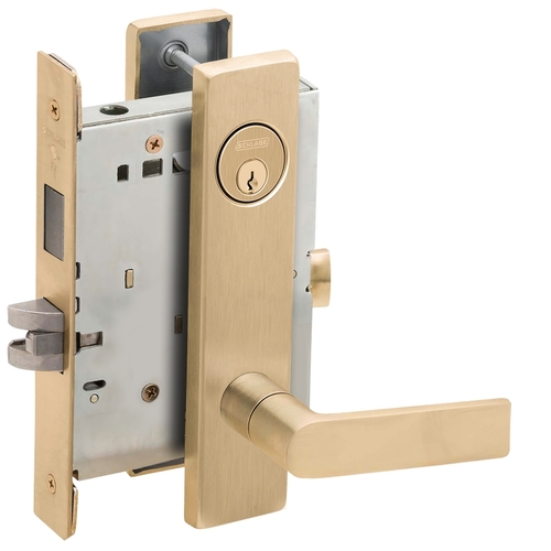 Corridor Mortise Lock with C Keyway with 01 Lever and L Escutcheon Satin Brass Finish