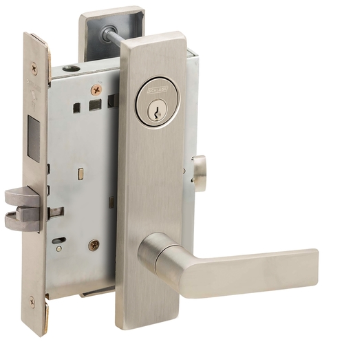 Corridor Mortise Lock with C Keyway with 01 Lever and L Escutcheon Satin Nickel Finish