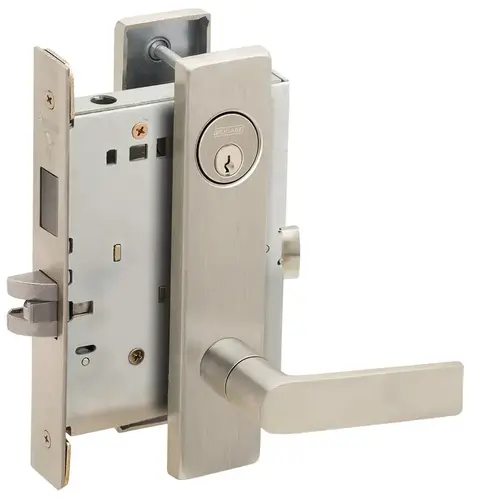 Store / Utility Room Mortise Lock with C Keyway with 01 Lever and L Escutcheon Satin Nickel Finish