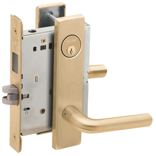 Closet / Storeroom Mortise Lock with C Keyway with 02 Lever and L Escutcheon Satin Brass Finish