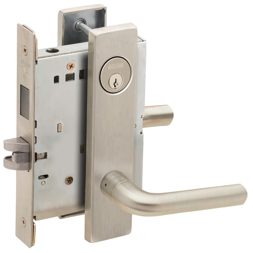 Corridor Mortise Lock with C Keyway with 02 Lever and L Escutcheon Satin Nickel Finish