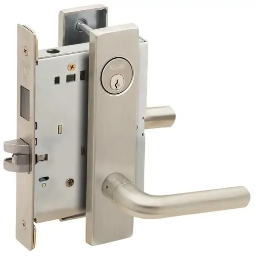 Closet / Storeroom Mortise Lock with C Keyway with 02 Lever and L Escutcheon Satin Nickel Finish