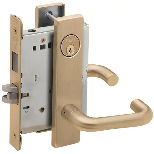 Closet / Storeroom Mortise Lock with C Keyway with 03 Lever and L Escutcheon Antique Brass Finish