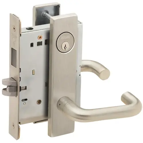 Closet / Storeroom Mortise Lock with C Keyway with 03 Lever and L Escutcheon Satin Nickel Finish