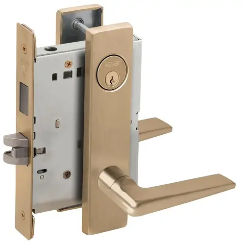 Dormitory / Bedroom Mortise Lock with C Keyway with 05 Lever and L Escutcheon Antique Brass Finish