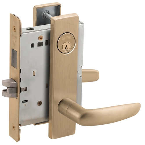 Dormitory / Bedroom Mortise Lock with C Keyway with 07 Lever and L Escutcheon Antique Brass Finish