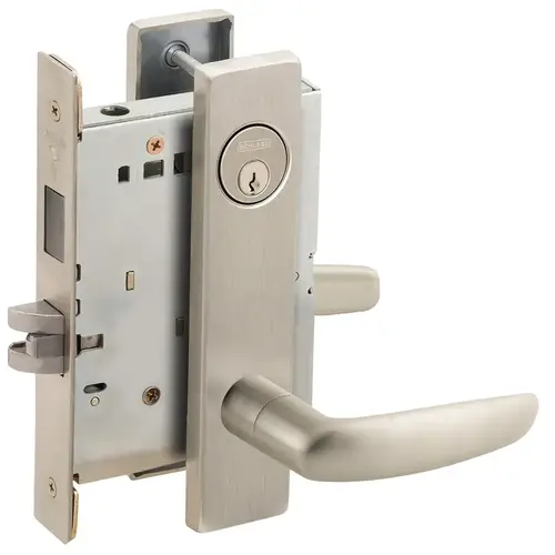 Closet / Storeroom Mortise Lock with C Keyway with 07 Lever and L Escutcheon Satin Nickel Finish