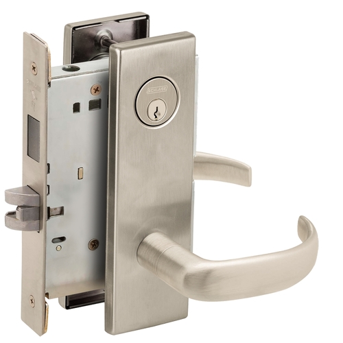 Closet / Storeroom Mortise Lock with C Keyway with 17 Lever and N Escutcheon Satin Nickel Finish