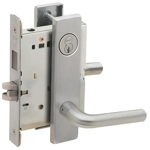 Store / Utility Room Mortise Lock with Large Format IC Core with 02 Lever and L Escutcheon Satin Chrome Finish