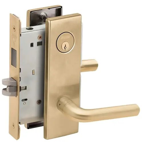 Closet / Storeroom Mortise Lock with C Keyway with 02 Lever and N Escutcheon Satin Brass Finish