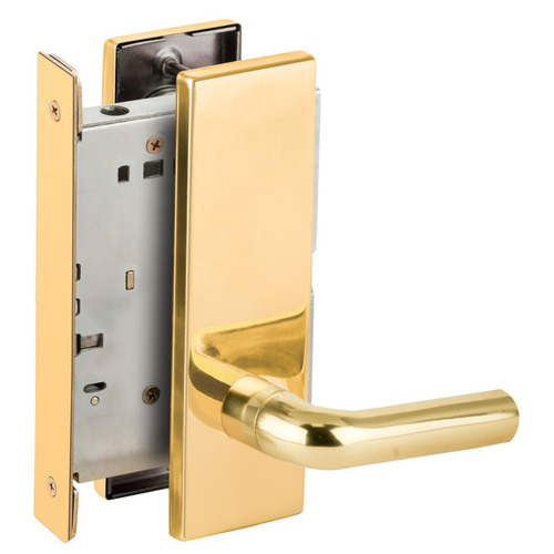 Half Dummy Mortise Trim with Lock Case with 02 Lever and N Escutcheon Bright Brass Finish