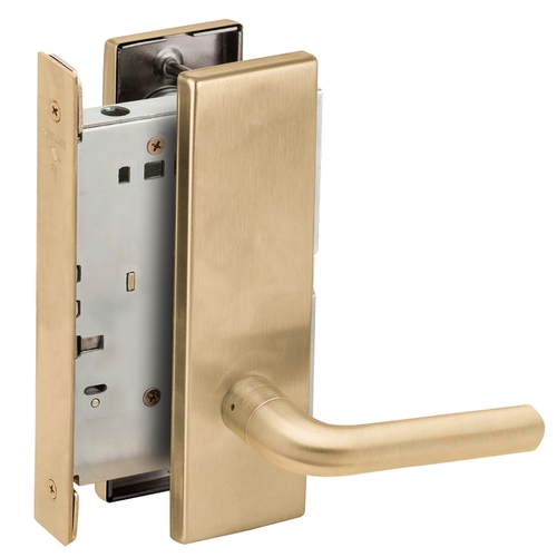 Half Dummy Mortise Trim with Lock Case with 02 Lever and N Escutcheon Satin Brass Finish