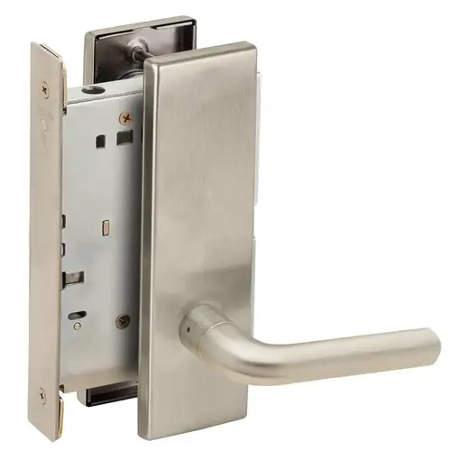 Half Dummy Mortise Trim with Lock Case with 02 Lever and N Escutcheon Satin Nickel Finish