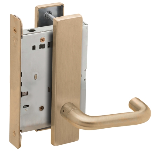 Half Dummy Mortise Trim with Lock Case with 03 Lever and L Escutcheon Antique Brass Finish