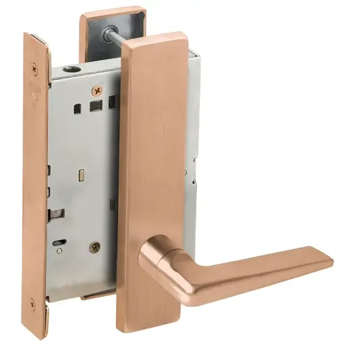 Half Dummy Mortise Trim with Lock Case with 05 Lever and L Escutcheon Satin Bronze Finish