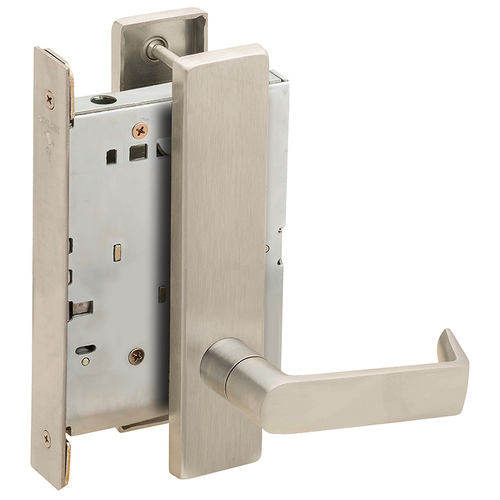 Half Dummy Mortise Trim with Lock Case with 06 Lever and L Escutcheon Satin Nickel Finish