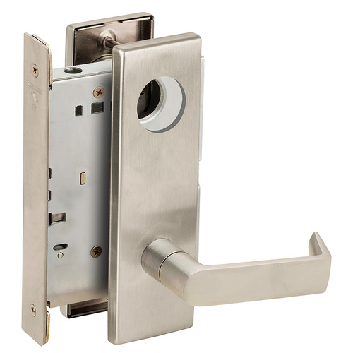 Half Dummy Mortise Trim with Lock Case with 06 Lever and N Escutcheon Satin Nickel Finish