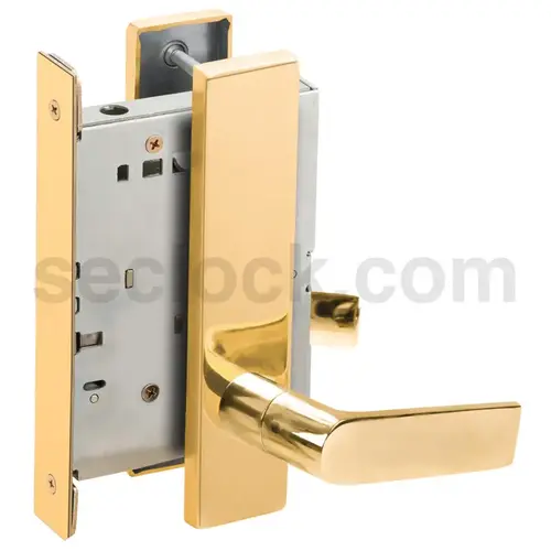 Full Dummy Mortise Trim with Lock Case with 01 Lever and L Escutcheon Bright Brass Finish