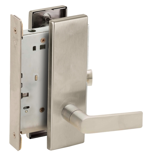 Full Dummy Mortise Trim with Lock Case with 01 Lever and N Escutcheon Satin Nickel Finish