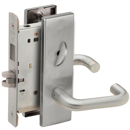 Privacy with Deadbolt Mortise Lock C Keyway with 03 Lever and N Escutcheon Satin Chrome Finish