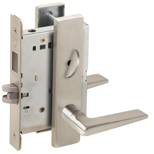 Privacy with Deadbolt Mortise Lock with 05 Lever and L Escutcheon Satin Nickel Finish