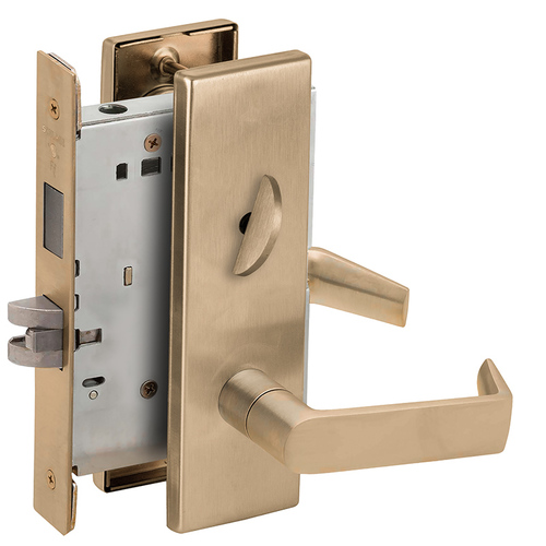 Privacy with Deadbolt Mortise Lock with 06 Lever and N Escutcheon Antique Brass Finish