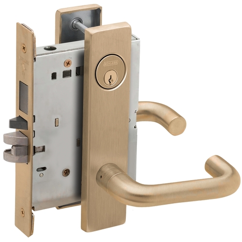 Storeroom with Deadbolt Mortise Lock with C Keyway with 03 Lever and L Escutcheon Antique Brass Finish