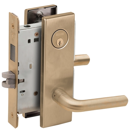 Closet / Storeroom Mortise Lock with C Keyway with 02 Lever and N Escutcheon Antique Brass Finish