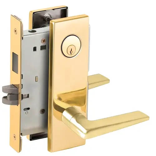 Store / Utility Room Mortise Lock with C Keyway with 05 Lever and N Escutcheon Bright Brass Finish