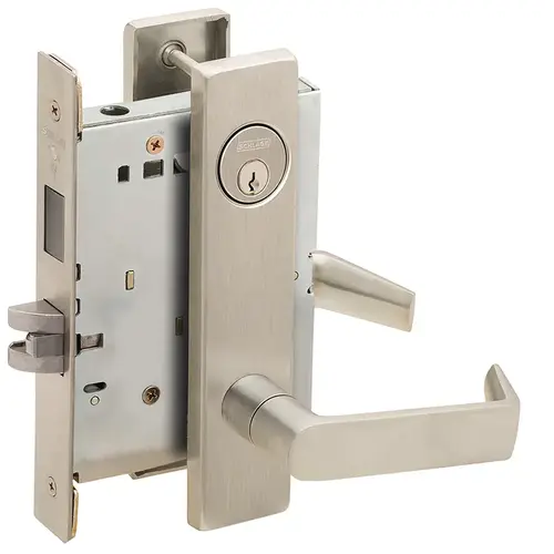 Corridor Mortise Lock with C Keyway with 06 Lever and L Escutcheon Satin Nickel Finish