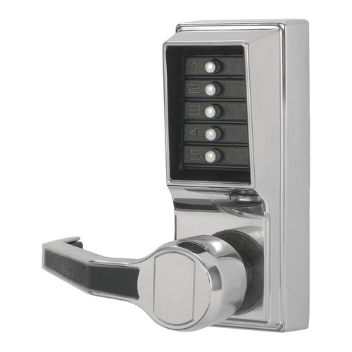 Pushbutton Lever Lock Combination Entry 2-3/4" Backset 3/4" Throw Latch Bright Chrome Left Hand