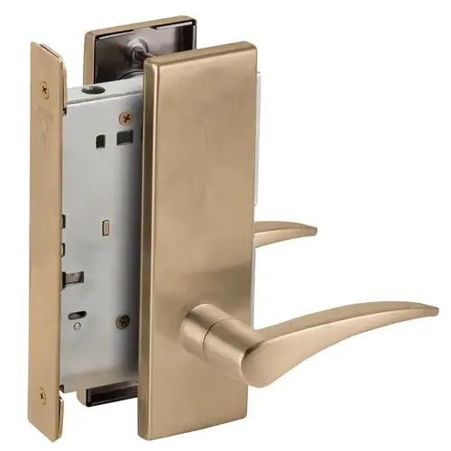 Right Hand Full Dummy Mortise Trim with Lock Case with 12 Lever and N Escutcheon Antique Brass Finish