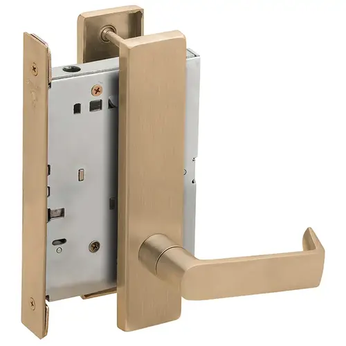 Half Dummy Mortise Trim with Lock Case with 06 Lever and L Escutcheon Antique Brass Finish