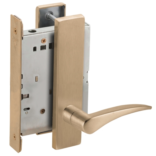 Left Hand Half Dummy Mortise Trim with Lock Case with 12 Lever and L Escutcheon Antique Brass Finish