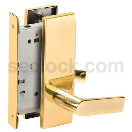 Full Dummy Mortise Trim with Lock Case with 01 Lever and N Escutcheon Bright Brass Finish