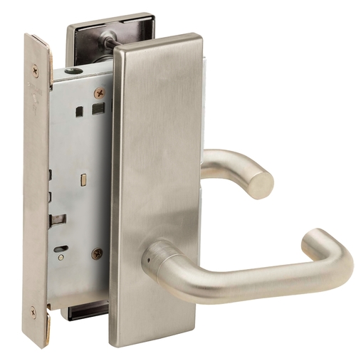 Full Dummy Mortise Trim with Lock Case with 03 Lever and N Escutcheon Satin Nickel Finish