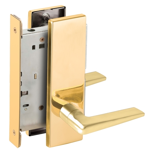 Full Dummy Mortise Trim with Lock Case with 05 Lever and N Escutcheon Bright Brass Finish