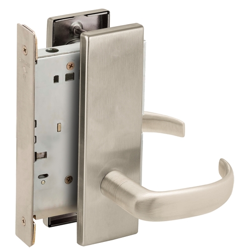 Full Dummy Mortise Trim with Lock Case with 17 Lever and N Escutcheon Satin Nickel Finish