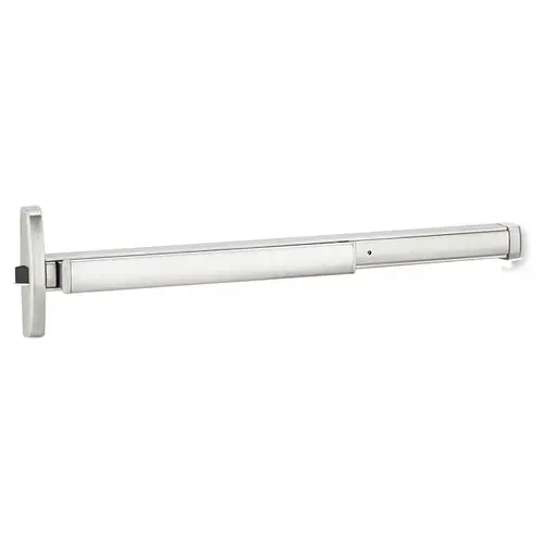 36" Motorized Latch Retraction Narrow Stile Rim Exit Device, Key Controls Lever, 3' Device, Satin Stainless Steel