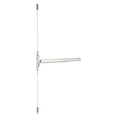 36" Motorized Latch Retraction Narrow Stile Concealed Vertical Rod Exit Device, Lever Always Active, 3' Device, Satin Stainless Steel