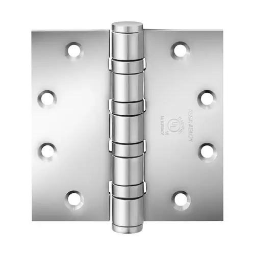 Full Mortise Hinge, 5-Knuckle, Heavy Weight, 4-1/2" x 4-1/2", Square Corner, Bright Chrome