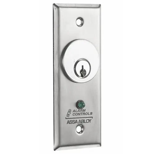 Keyswitch, Narrow Stile, SPDT Momentary, Green LED, Satin Stainless Steel
